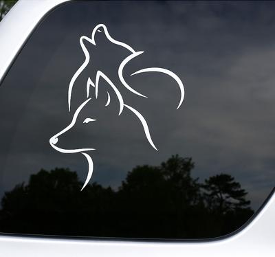 Autosticker wolf lijntekening