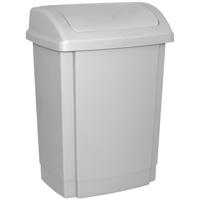 OFFICE products vuilbak, met swing deksel, 15 l, grijs
