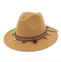Vrouwen jazz caps Bohemen stijl wollen hoeden voor lente zomer strand (Camel)