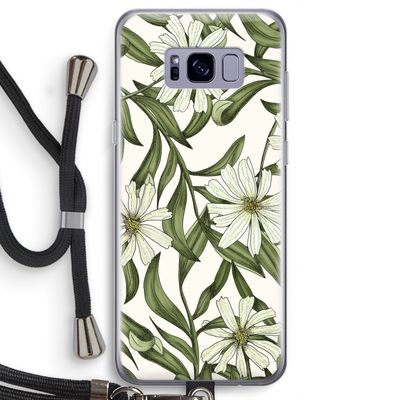 Wit bloemenpatroon: Samsung Galaxy S8 Transparant Hoesje met koord