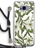 Wit bloemenpatroon: Samsung Galaxy S8 Transparant Hoesje met koord