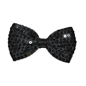 Carnaval verkleed vlinderstrikje met glitter pailletten - zwart - polyester - heren/dames