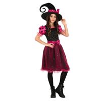 Heksen verkleed kostuum zwart/roze voor meisjes - Halloween Heksen verkleed kostuum zwart/roze voor meisjes - Halloween