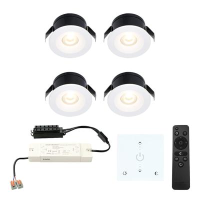 Set van 4 Cadiz LED Mini Inbouwspots met Trafo en Muurdimmer - 12 Volt 3 Watt 200 lumen - Dimbaar - Plat 26mm - 2700K - IP44 waterdicht - Wit - Veranda Spotjes - Overkapping Spotjes
