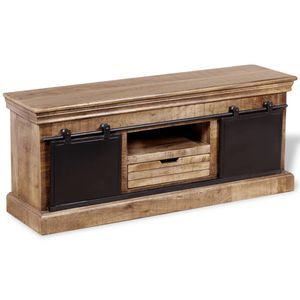 Tv-meubel met 2 schuifdeuren 110x30x45 cm massief mangohout