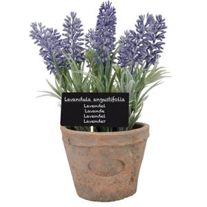 True to Nature Kunstplant - lavendel - in terracotta pot - 23 cm   -