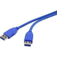 Renkforce USB 3.2 Gen 1 (USB 3.0) 1.00 m Blauw Vergulde steekcontacten [1x USB 3.2 Gen 1 stekker A (USB 3.0) - 1x USB 3.2 Gen 1 stekker A (USB 3.0)]