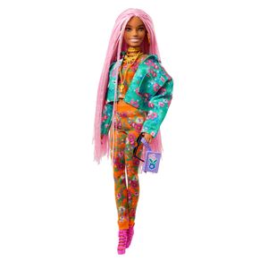 Mattel Extra Doll 10 - Floral-Print Jacket with DJ Mouse Pet pop