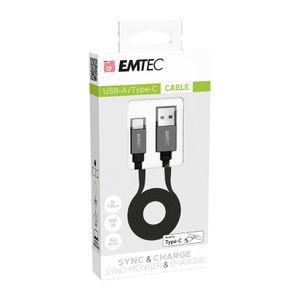 Emtec USB-kabel USB-A stekker, USB-C stekker 1.20 m Zwart ECCHAT700TC