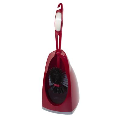 Toiletborstel - met randreiniger en houder - rood - 41 cm
