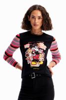 T-shirt met patch van Mickey Mouse - BLACK - M