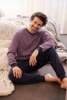 Warme interlock heren pyjama blauw rood