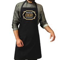 Naam cadeau master chef schort Coert zwart - keukenschort cadeau - thumbnail