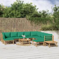 12-delige Loungeset met kussens bamboe groen