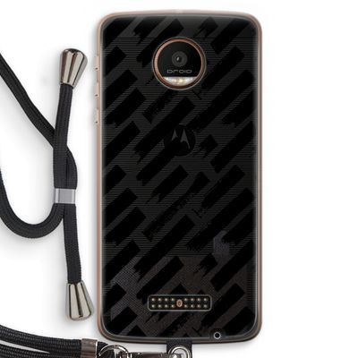 Zwarte vegen: Motorola Moto Z Force Transparant Hoesje met koord