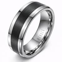 Wolfraam heren ring Geborsteld Zwarte Streep 8mm-21.5mm