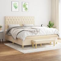 Boxspring met matras stof crèmekleurig 160x200 cm