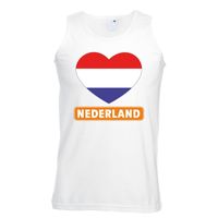 Nederland hart vlag singlet shirt/ tanktop wit heren - thumbnail