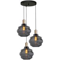 Masterlight 3-lichts vide hanglamp - goud -Porto met Ball smoke glazen - Ø 30cm - 2712-05-02-35-3-4