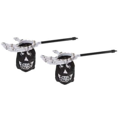 Set van 2x stuks trick or treat snoep zak spook met handvat zwart/wit L53 x B14 cm