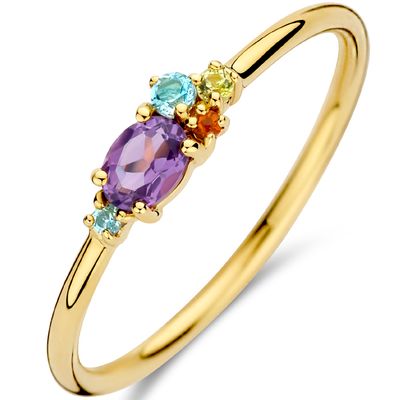 Ring Fantasie geelgoud-edelstenen goud-en meerkleurig 3,5 mm