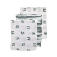 Meyco hydrofiele washandjes 3-pack block stripe forest green Maat