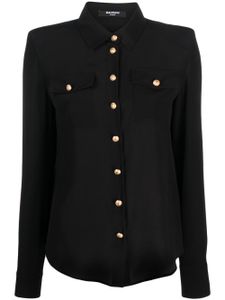 Balmain chemise en crêpe de chine - Noir