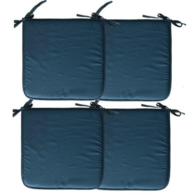 Stof Textile Home stoelkussens - 4x - petrol petrol blauw - 38 x 38 x 3 cm - voor binnen - vierkant