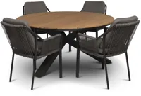 Tierra Outdoor diningset orbital teak liv charcoal
