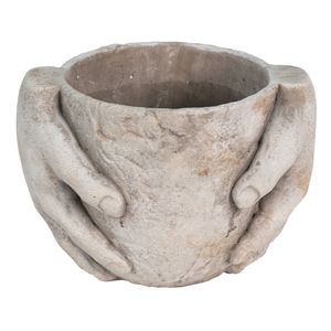 Clayre & Eef Bloempot 21x16x15 cm Grijs Steen Handen Bloempot binnen Grijs Bloempot binnen