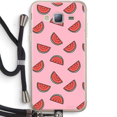Watermeloen: Samsung Galaxy J3 (2016) Transparant Hoesje met koord