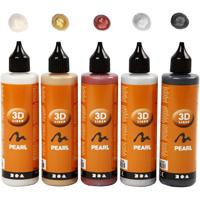 Creativ Company 3d liner, metallic kleuren, 5x100 ml/ 1 doos