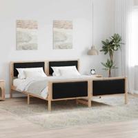 Bedframe met hoofdeinde Zwart 200 x 200 cm Stof