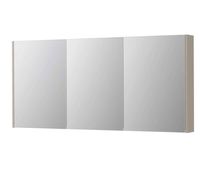 INK SPK2 spiegelkast met 3 dubbelzijdige spiegeldeuren, 6 verstelbare glazen planchetten, stopcontact en schakelaar 160 x 14 x 73 cm, mat kasjmier