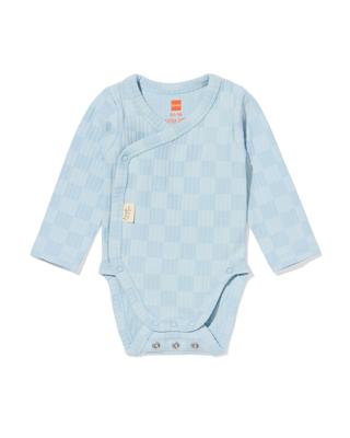 HEMA Newborn meegroei overslagromper rib blokken lichtblauw (lichtblauw)