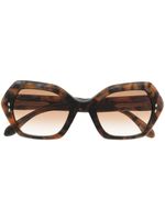 Isabel Marant Eyewear lunettes de soleil géométriques à effet écailles de tortue - Marron - thumbnail