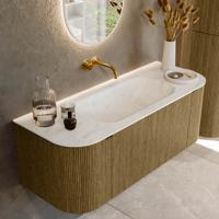 Badmeubel Mondiaz Kurve-Dlux | 120 cm cm | Meubelkleur Dusk | Wastafelkleur Opalo | Solid surface | Wasbak midden spoelbak | Zonder kraangat(en)