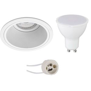 LED Spot Set - Pragmi Minko Pro - GU10 Fitting - Inbouw Rond - Mat Wit - 4W - Natuurlijk Wit 4200K - Verdiept - Ø90mm