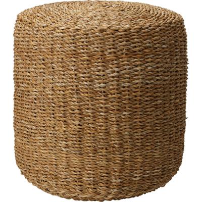 Poef Nature - rond - gevlochten zeegras - D40 x H40 cm - bijzet stoeltjes