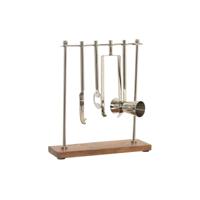 Cocktail Set DKD Home Decor 25,5 x 9 x 30 cm Natuurlijk Zilverkleurig Roestvrij staal Acacia