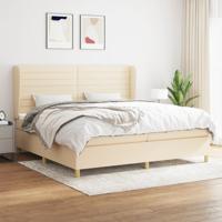Boxspring met matras stof crèmekleurig 200x200 cm