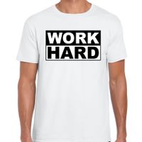 Work hard t-shirt wit voor heren - vaderdag cadeau shirt papa - thumbnail