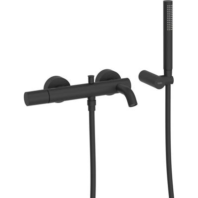 Badkraan Tres Study | Opbouw | Mengkraan | Incl.Handdoucheset | 2-weg | hoh 15 cm | 1-knop | Rond | Zwart