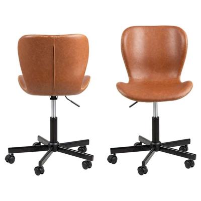 Leen Bakker - Bureaustoel Helgum - Cognac - Lederlook - Bruin - 54x55x87 Cm