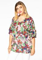 Yoek Blouse volantmouwen | Roze | Maat 54/56