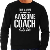 Awesome Coach / trainer cadeau sweater zwart heren - thumbnail