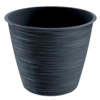 Plantenpot/bloempot Paintstripe - kunststof - antraciet grijs - 20 x 24 cm - binnen/buiten