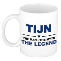 Tijn cadeau mok - man myth legend - naam koffiemok / beker - wit en blauw - 300 ml