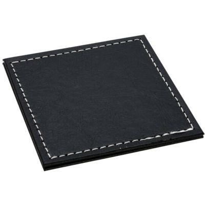 Onderzetters voor glazen - 4x - zwart - kunstleder - 10 x 10 cm