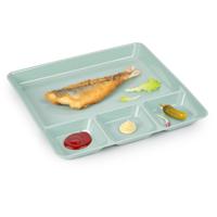 Plasticforte Vakjesborden - 1x stuks - groen - gourmetbord - 4-vaks - kunststof - 26 x 24 cm